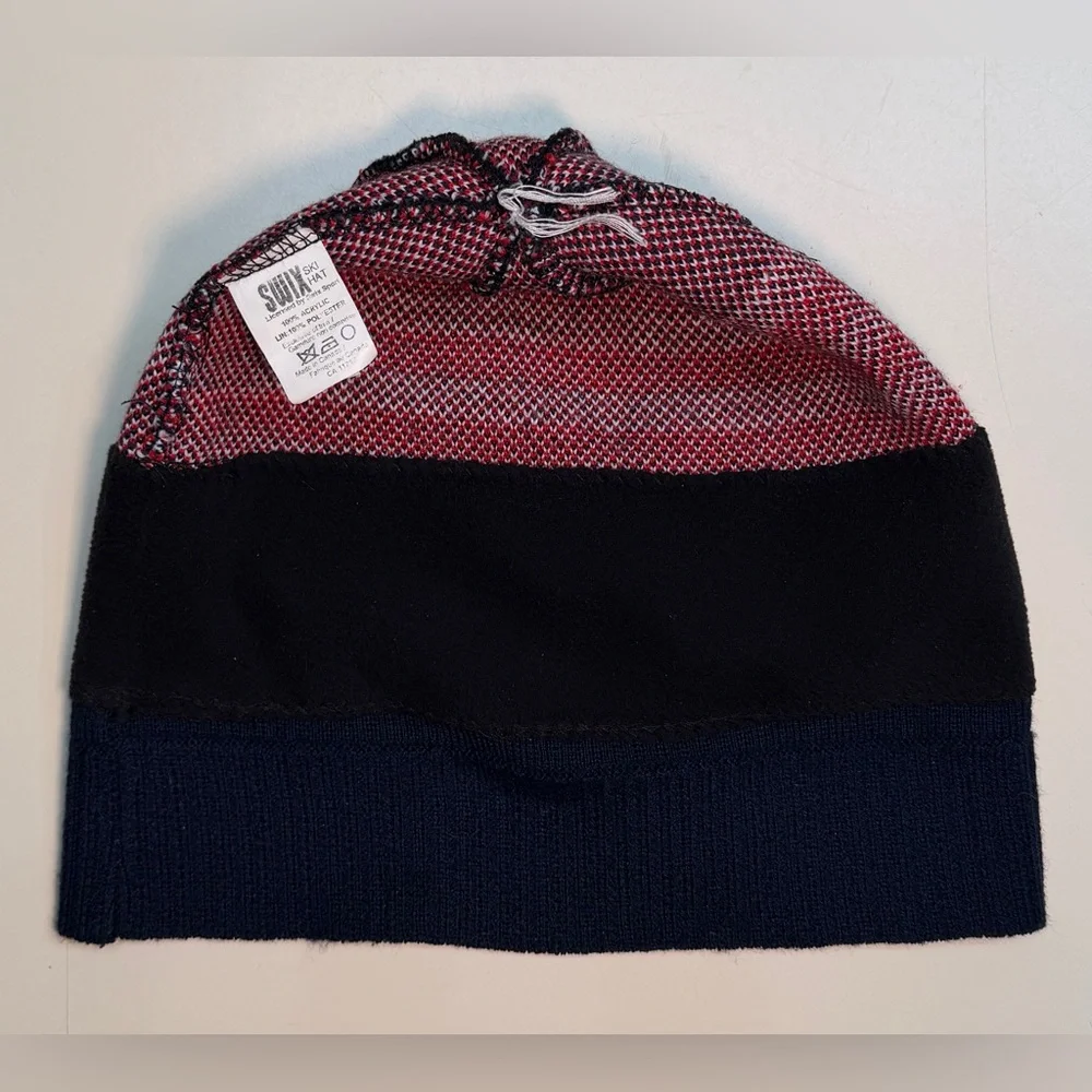 Swix Ski Hat American Flag Knit Red White & Blue Mini PomPom - Picture 6 of 7